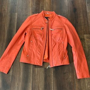Bernardo Orange Genuine Women’s Leather Jacket, Size Med